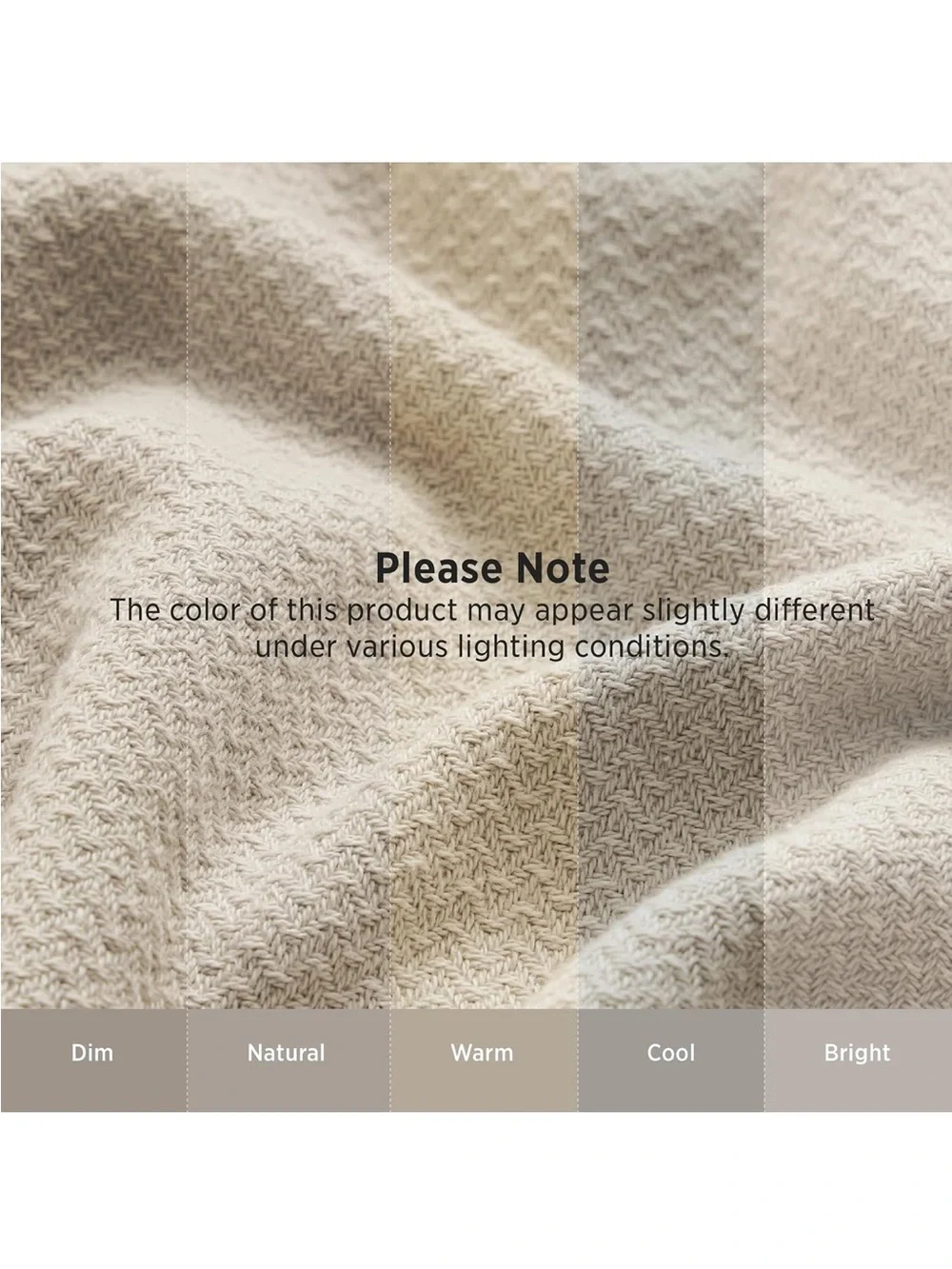 NEW Bedsure 100% Cotton Blanket, Herringbone Weave, Twin-XL, Linen Beige